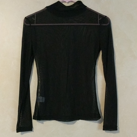 Sexy Black Mesh Sheer Long Sleeve Tee Top Shirt - Picture 4 of 5